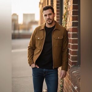H&M Men's Brown Faux Suede  Jacket